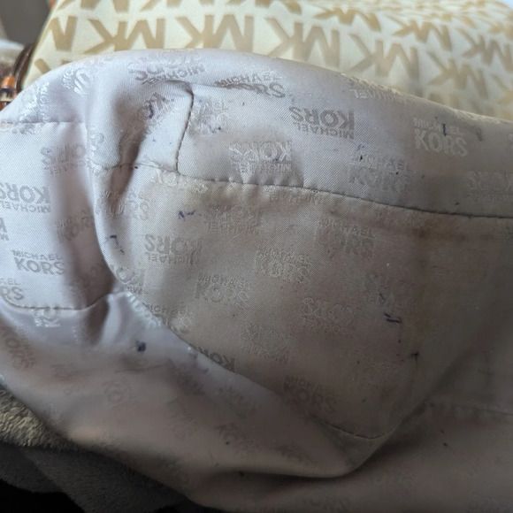 Michael Kors Large Signature Canvas  and Leather Studded Hobo Bag - Picture 11 of 16